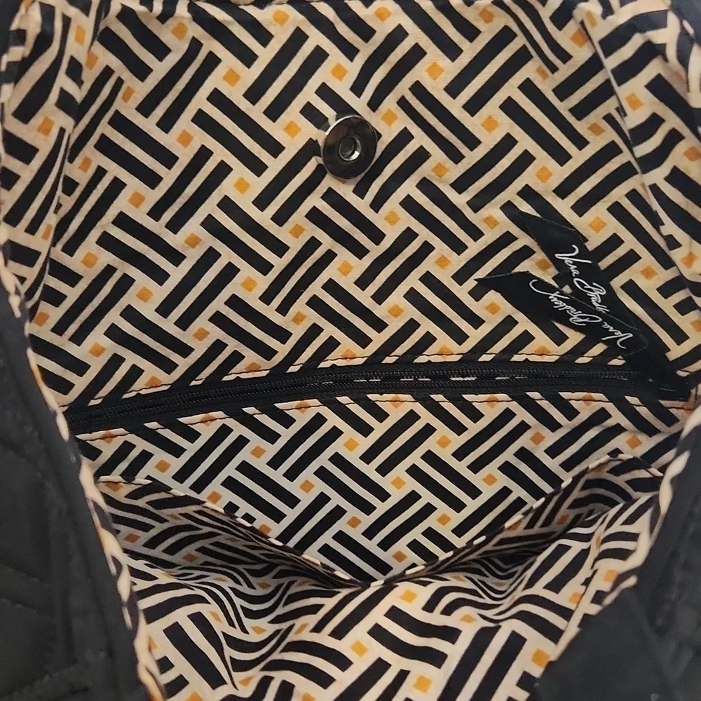 Vera Bradley Purse Tote Quilted Black Yellow